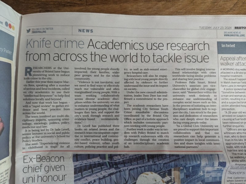 New knife crime research  project in the media
